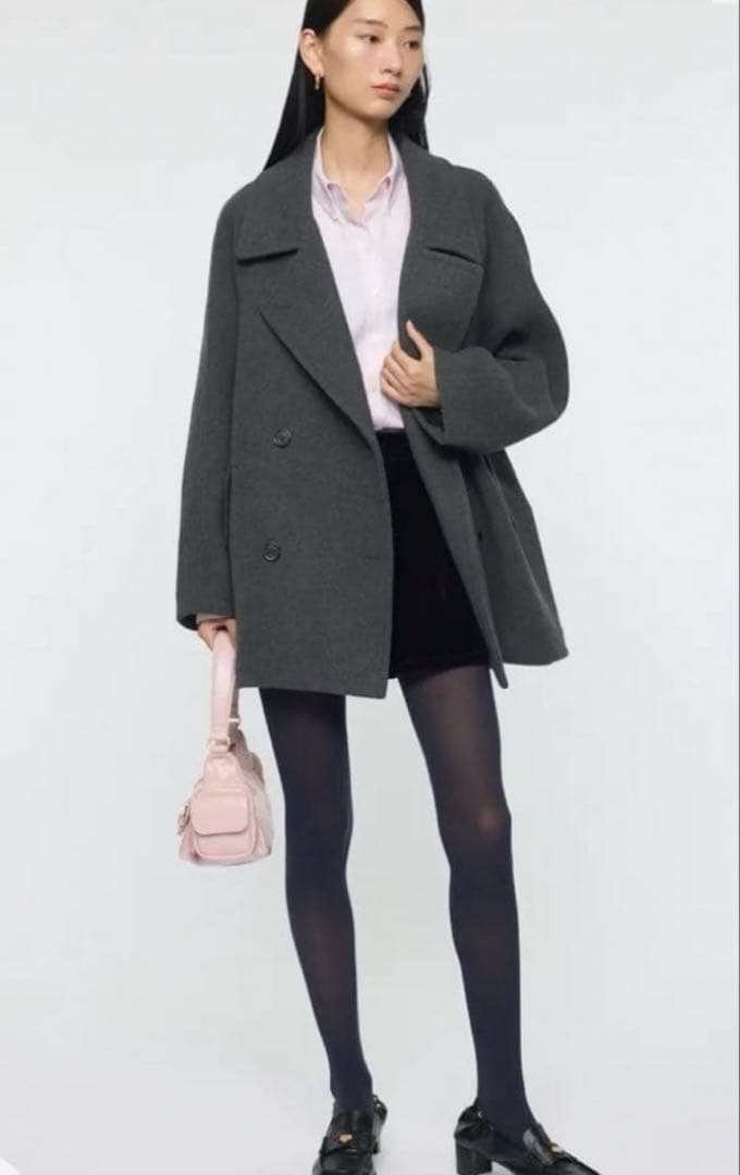 moussy DOUBLE BREASTED MID コート　チャコール