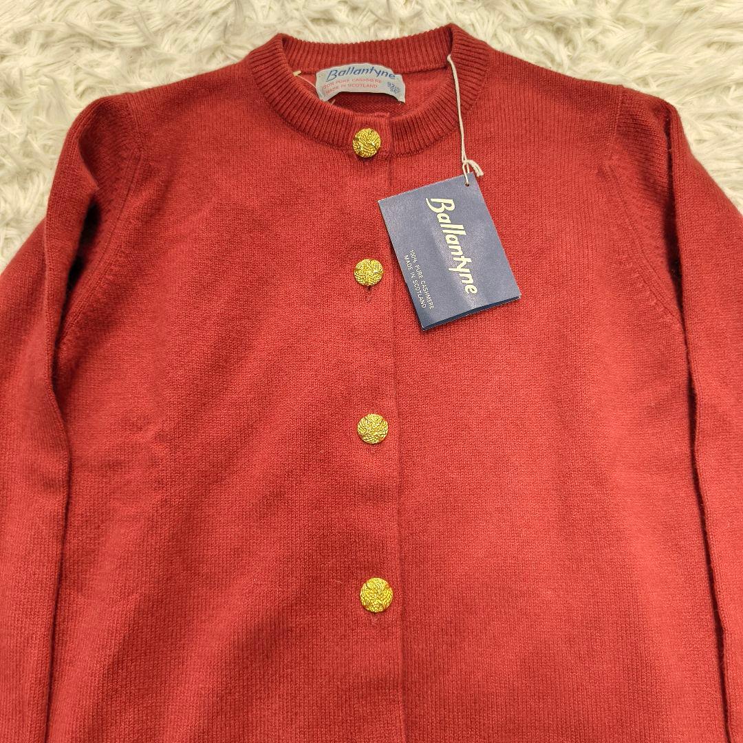 タグ付 バランタイン カーディガン カシミヤ100% 金ボタン テューダーローズ
