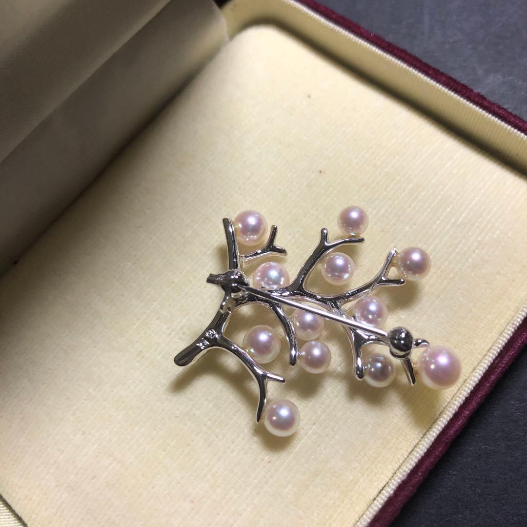 11664 MIKIMOTO 真珠 ブローチ 幸福の木　シルバー