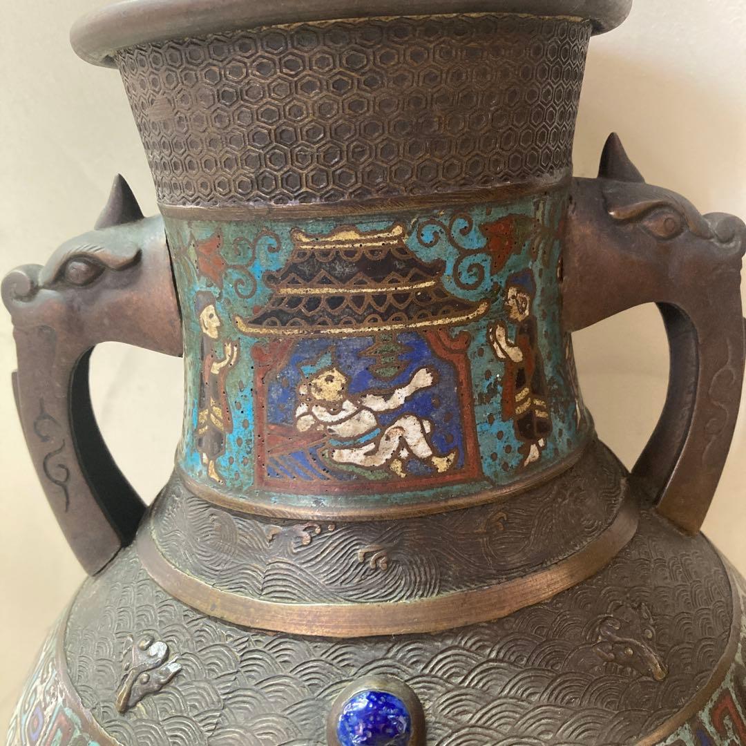 は*ま様 中国　銅　七宝焼　花瓶　アンティーク