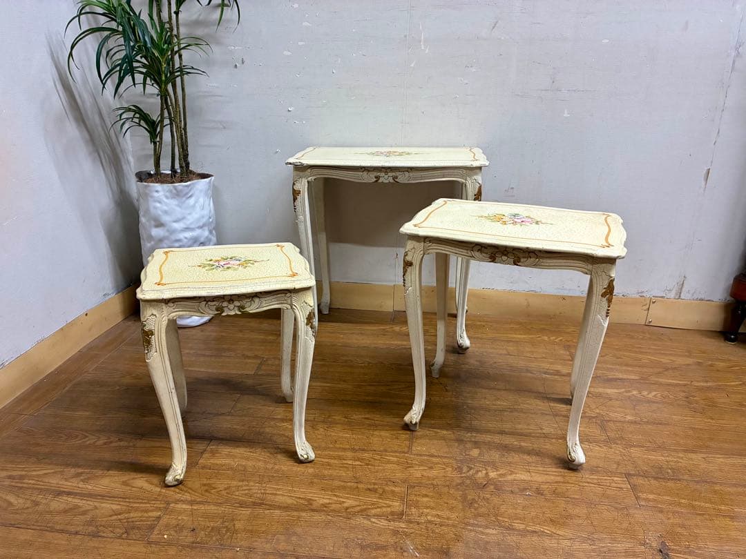 ハルボン☆管403☆イタリア製☆ロココ調☆姫系☆ヒビ加工☆ネストテーブル