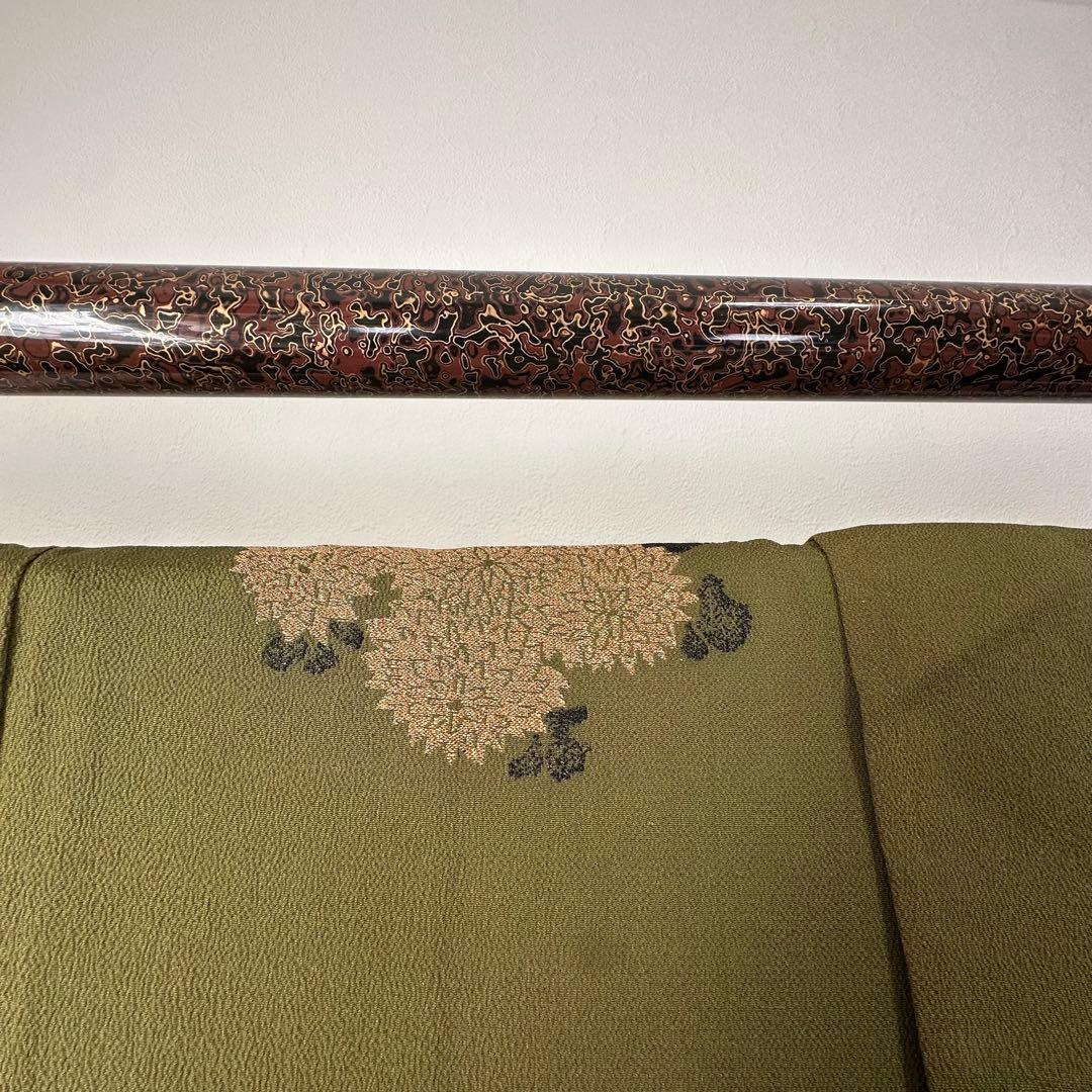 超美品　正絹　袷　着物　お召　訪問着　156 モスグリーン　緑　ヴィンテージ