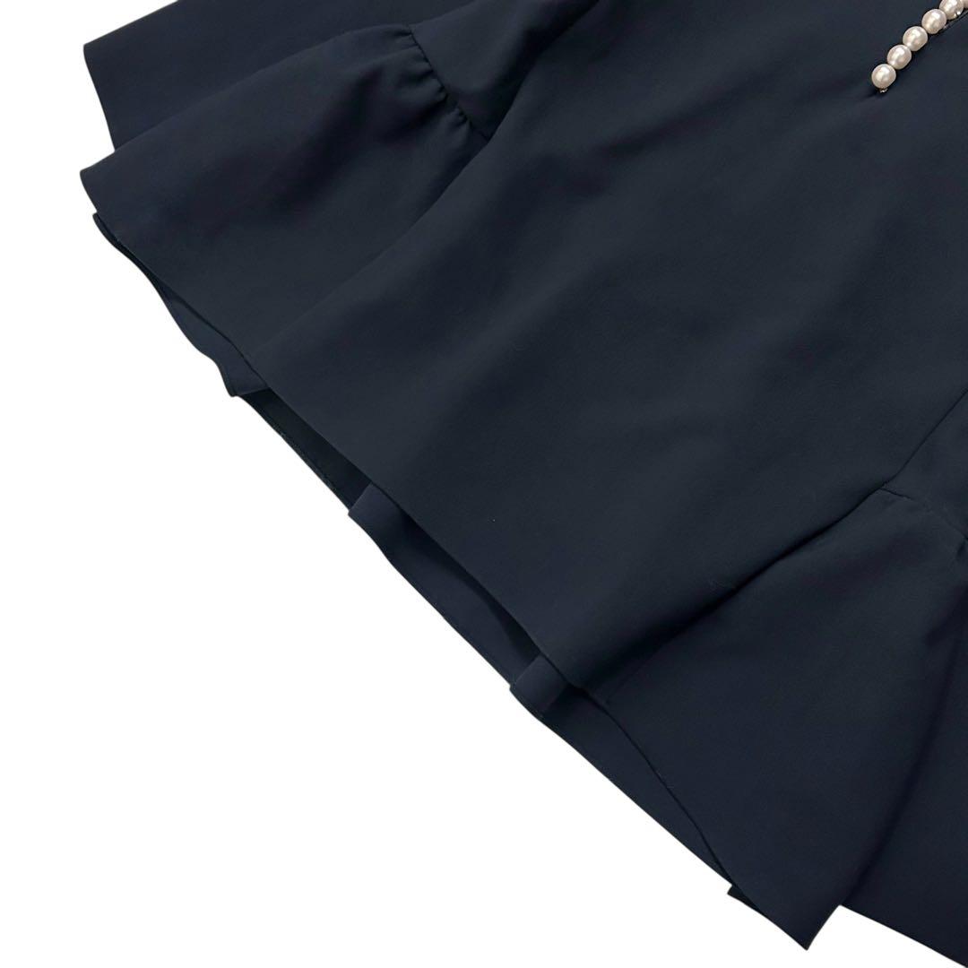 週末限定❣️未使用級✨YOKO CHAN バックティアード パールブラウス 38紺