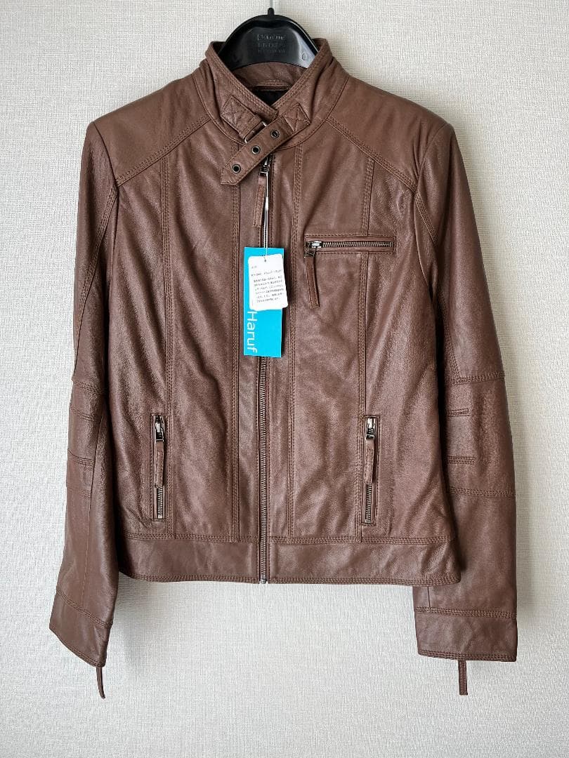 試着のみ Haruf 本革 ラムレザー＊シングルライダースジャケット（L）