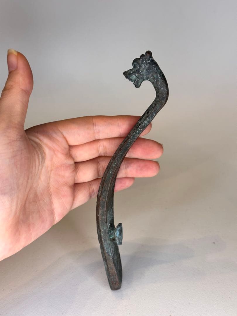 青銅製 ドラゴンデザイン 装飾品 龙头装飾 置物 古美術品