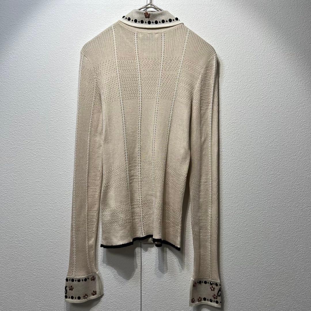 希少 美品 フェンディ スタッズ スパンコール デザイン ニット カーディガン