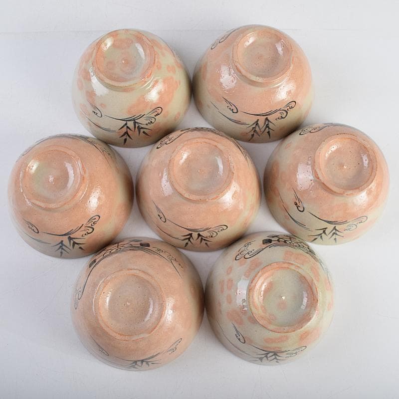 まーぶー　和食器萬古焼八幡窯　水車文数茶碗　十四客　共箱　M　R9415B