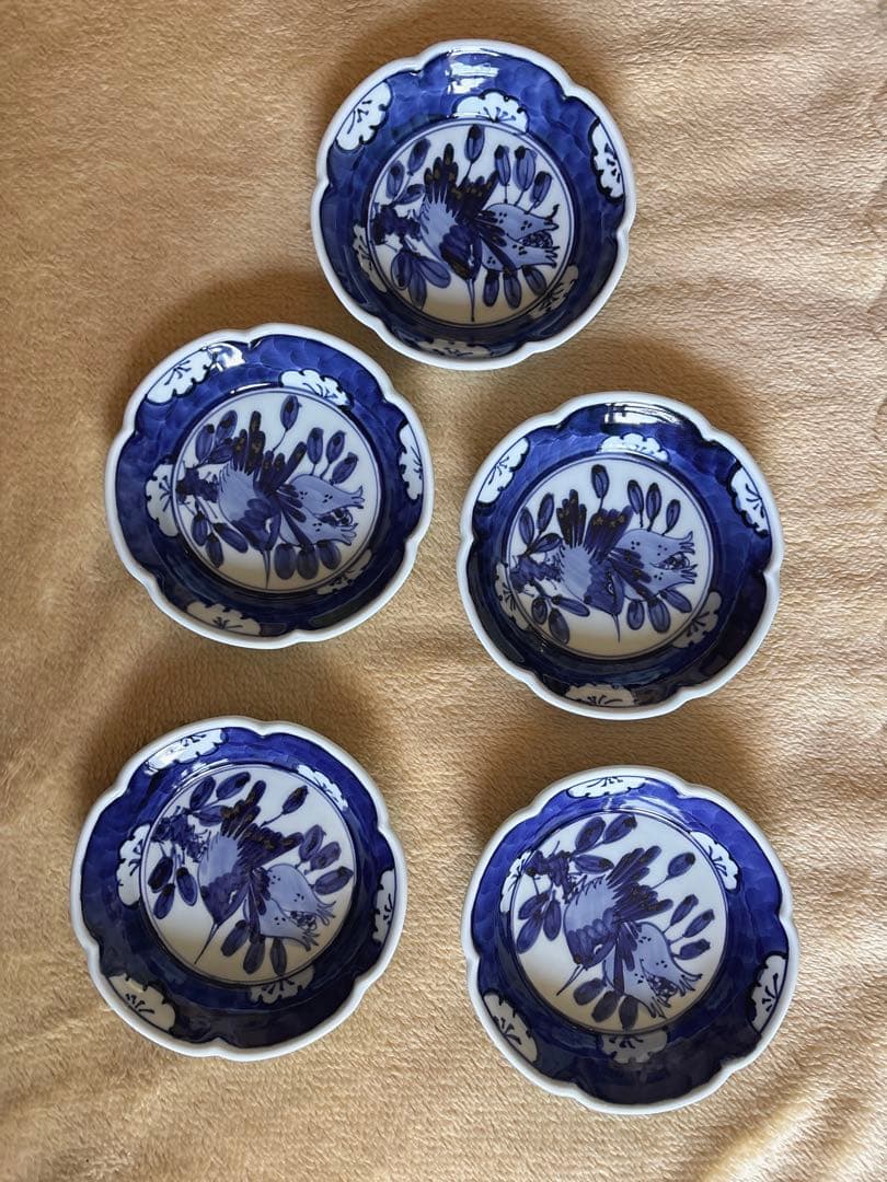時代物　有田焼　古伊万里様式 花鳥柄 取皿5枚　コレクション向け