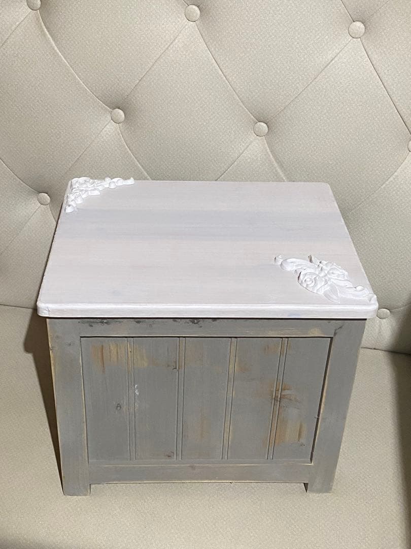 便利な収納スツール ボックス♦️アメリカン ヴィンテージ風♦️ロココシャビー♦️送料込