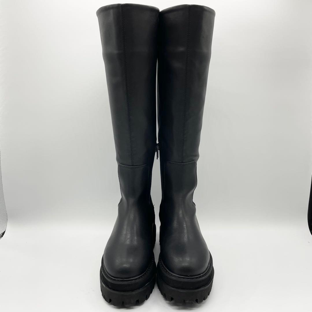 【美品】JEANASIS ジーナシス ビガーロングブーツ 厚底 黒 23.5cm
