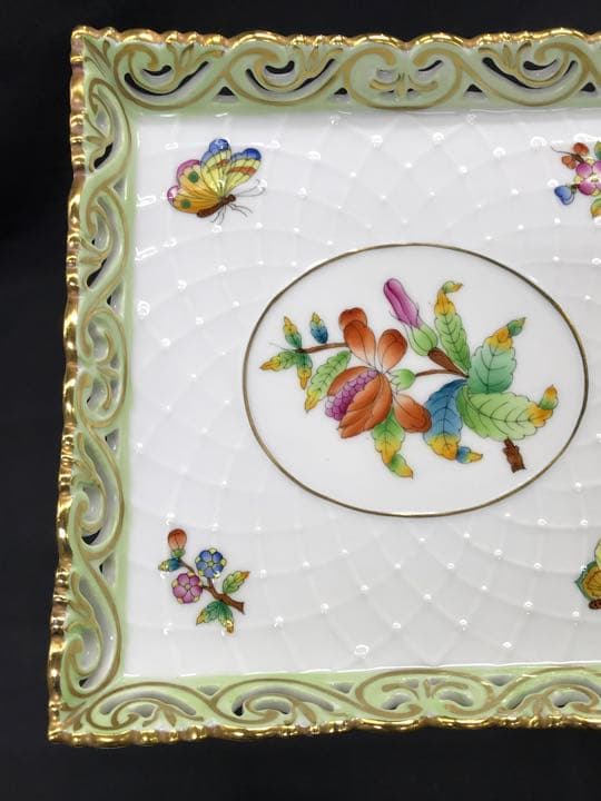 値下！【美品】HEREND ヘレンド　レース　スクエア　プレート