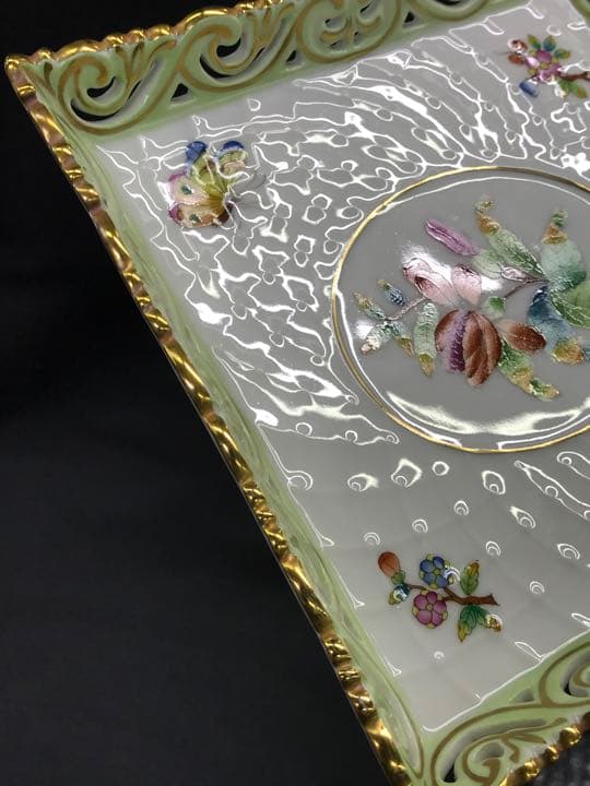 値下！【美品】HEREND ヘレンド　レース　スクエア　プレート