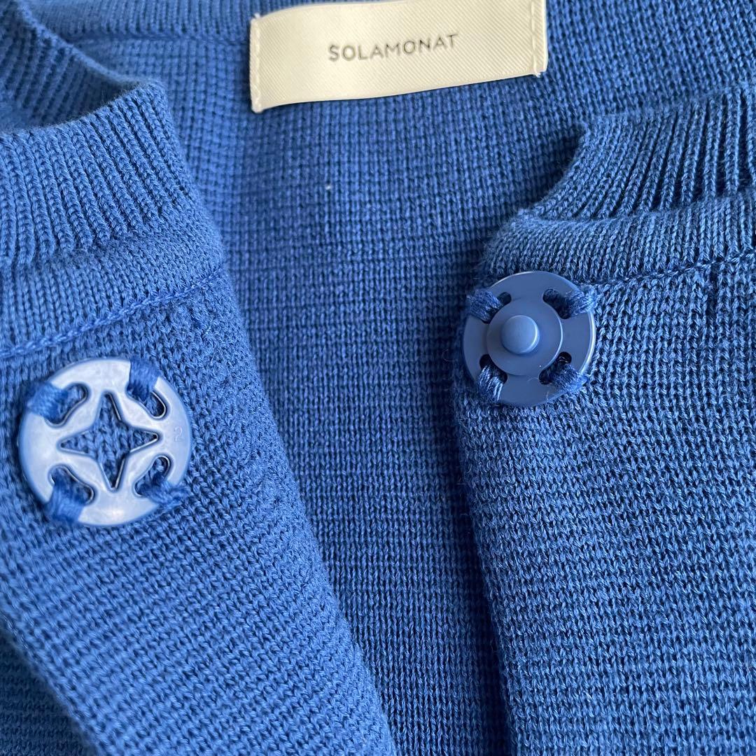 SOLAMONAT(ソラモナ) ウエハースニットワイドカーディガン ブルー