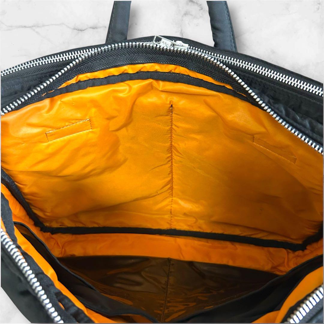 【希少】PORTER TANKER ブリーフケース　2way黒　2層　マチ拡張