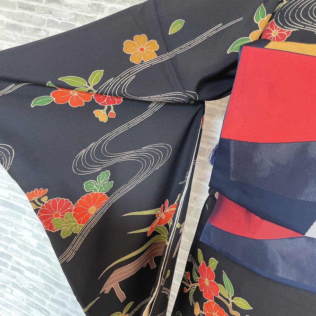 小紋　フルセット　あやめ　菊　流水　型染め　縮緬　お散歩　お買い物　着物　P4