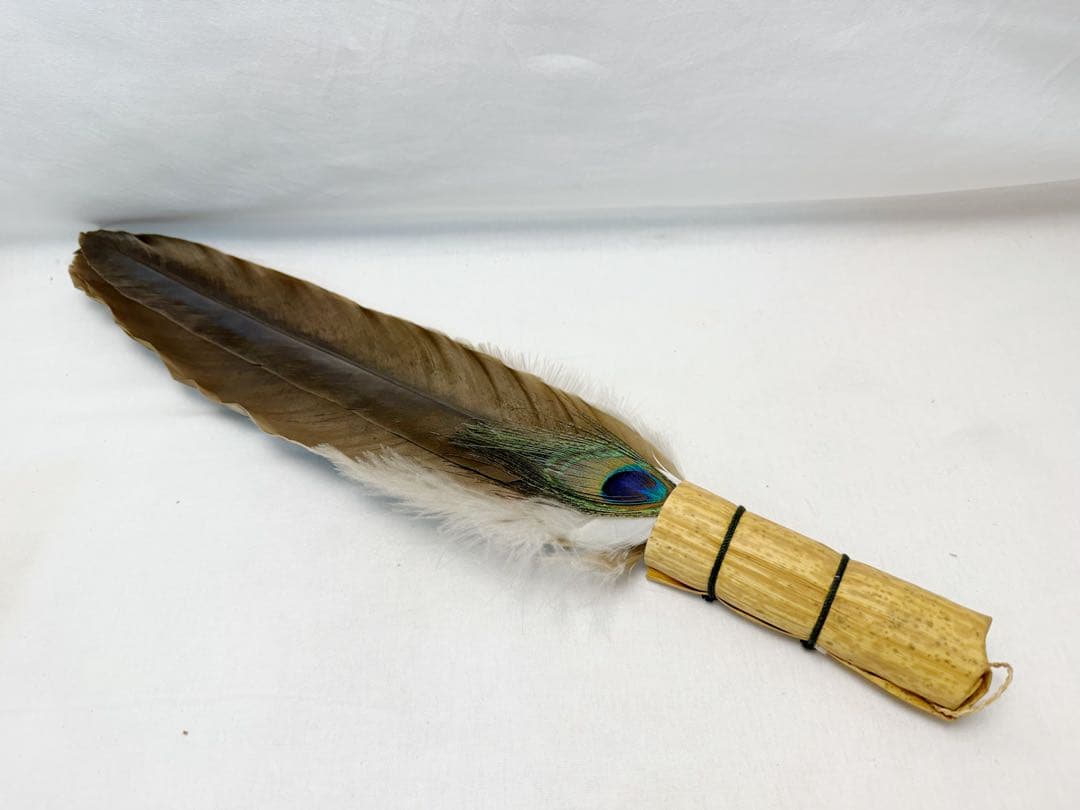 ほぼ未使用 茶道具 特大 羽箒 座箒 長約52㎝ 炭手前 紙箱