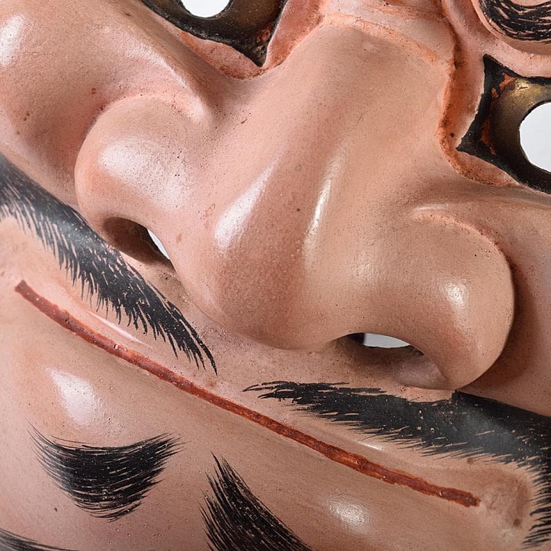 能面　能楽　雅楽　木彫　小べし見　時代箱付　M　R8711