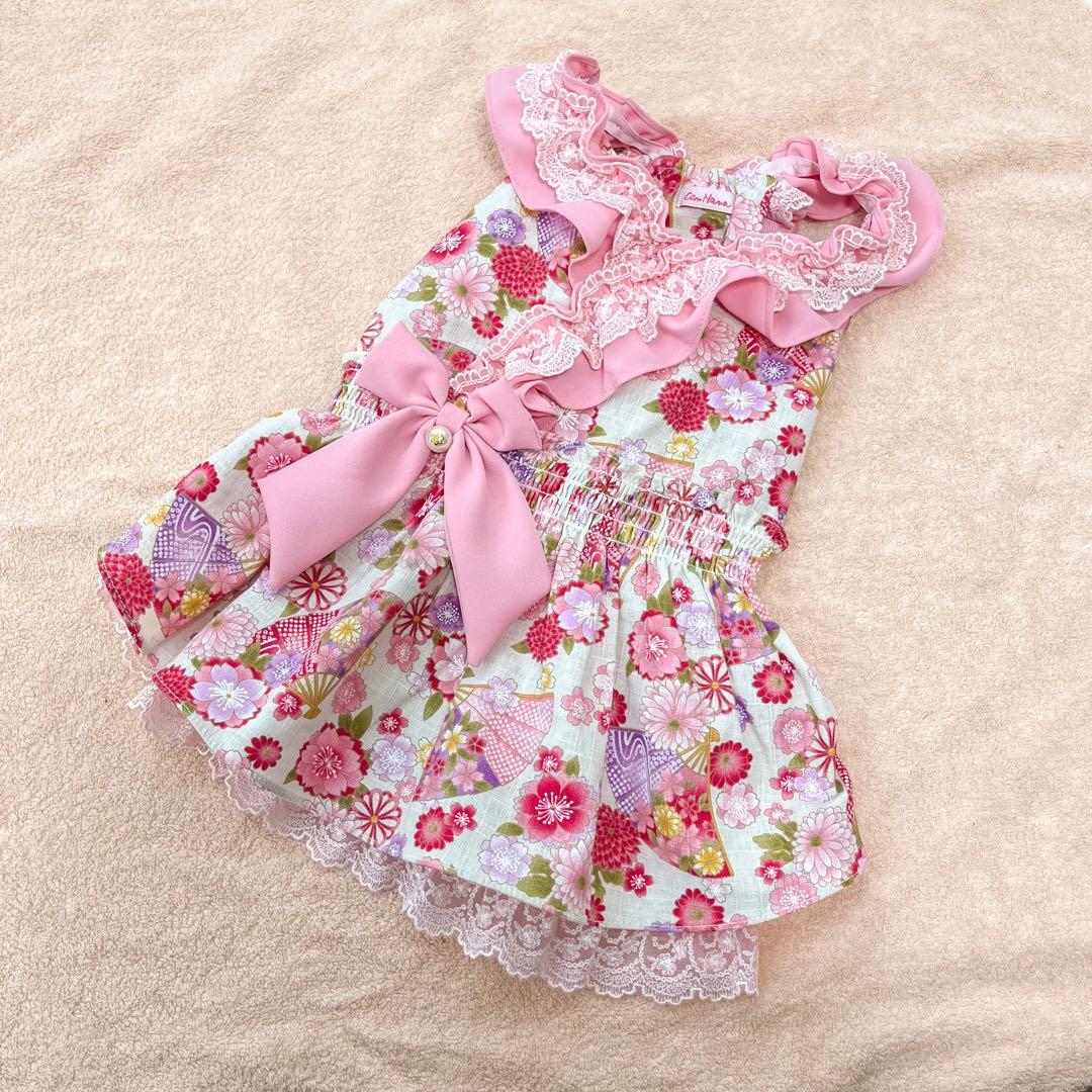 きゃんナナ 花柄和ロリワンピース Lサイズ ピンク