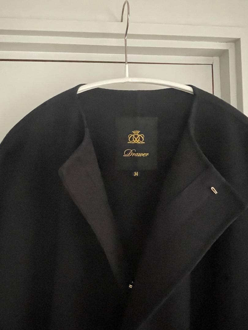まの　drawerドゥロワー　ウールカシミアノーカラーコート34美品