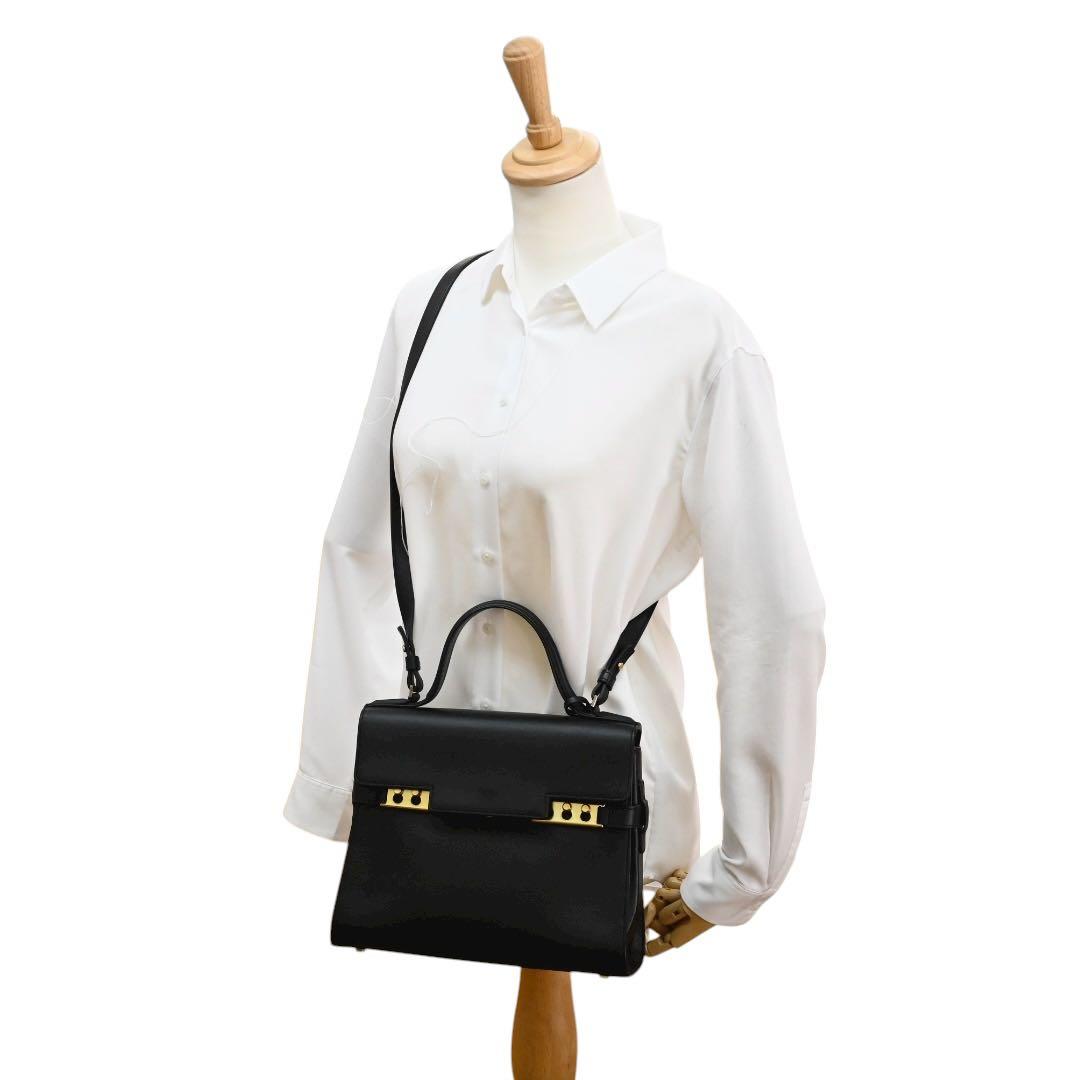 【極美品】デルヴォー　タンペート MM 黒　ブラック　レザー　ショルダーバッグ