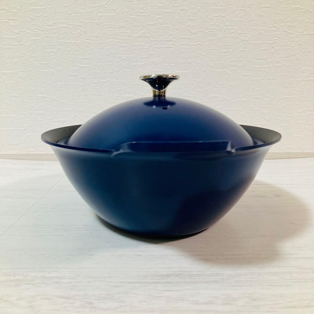 未使用 栗原はるみ　オーバル卓上鍋 26cm ネイビー マルチマットセット