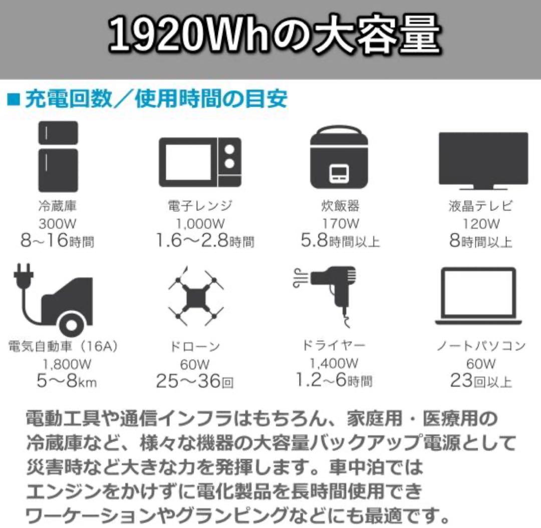 リン酸鉄リチウムイオン電池 AS2000-JP ポータブル電源 本体 高出力