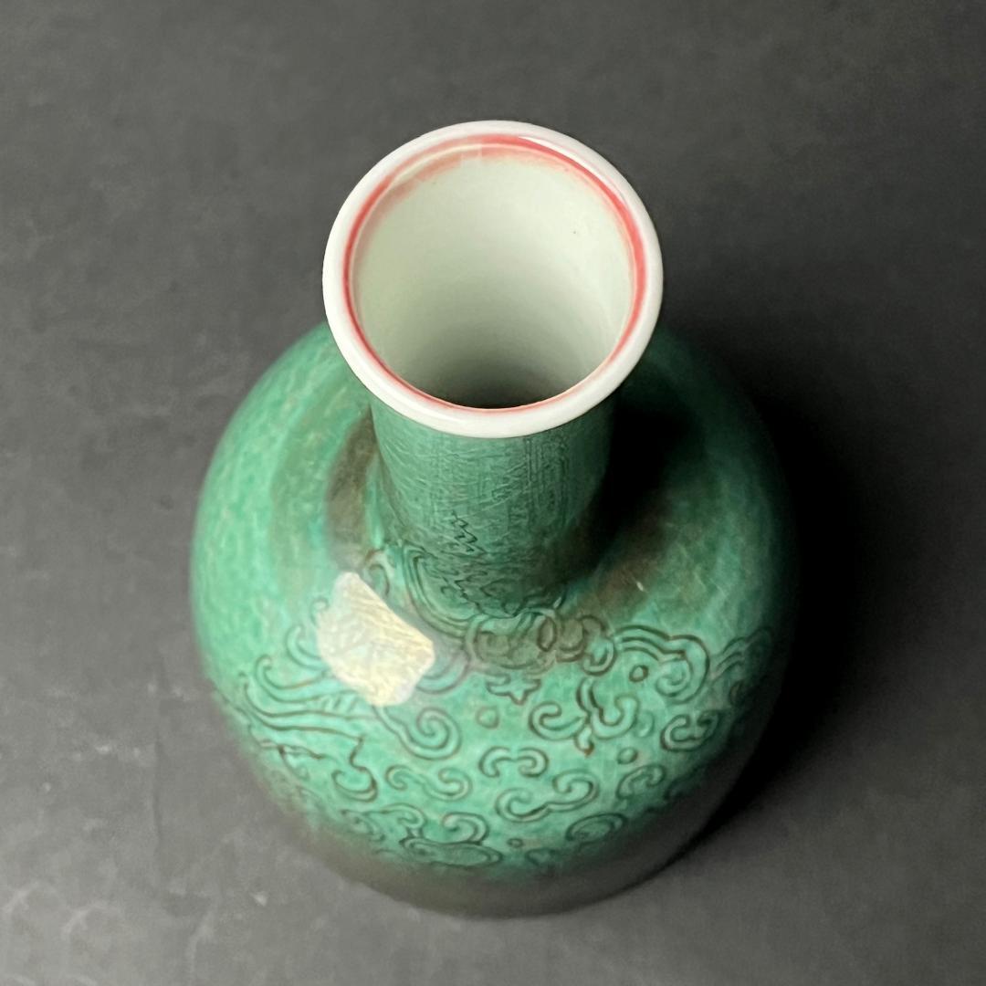 唐物 辰砂 豆紅揺鈴尊 大清康煕年製 款 中国美術古玩 コレクター蒐集 SN72