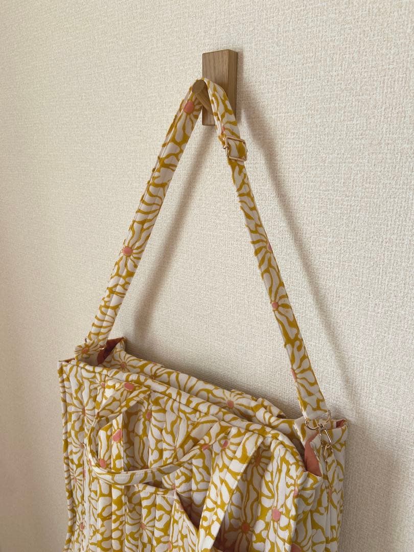 【ERINApage】インド綿2wayトートバッグ　大容量バッグ