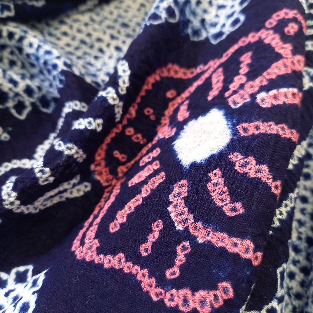 新品　有松絞り　有松海鳴り絞り　絞り浴衣反物綿　花柄