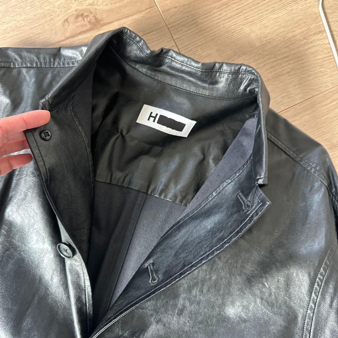 H BEAUTY&YOUTH ブラックレザーシャツジャケット