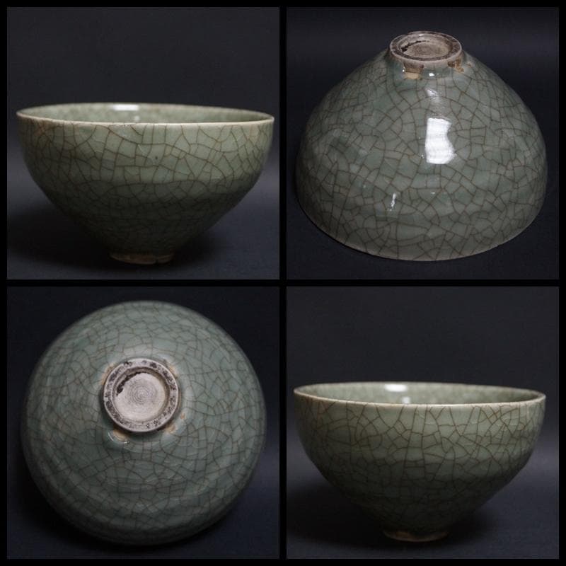 茶道具 相馬焼 茶碗 貫入青磁茶碗 箱付 茶道具☆時代物☆