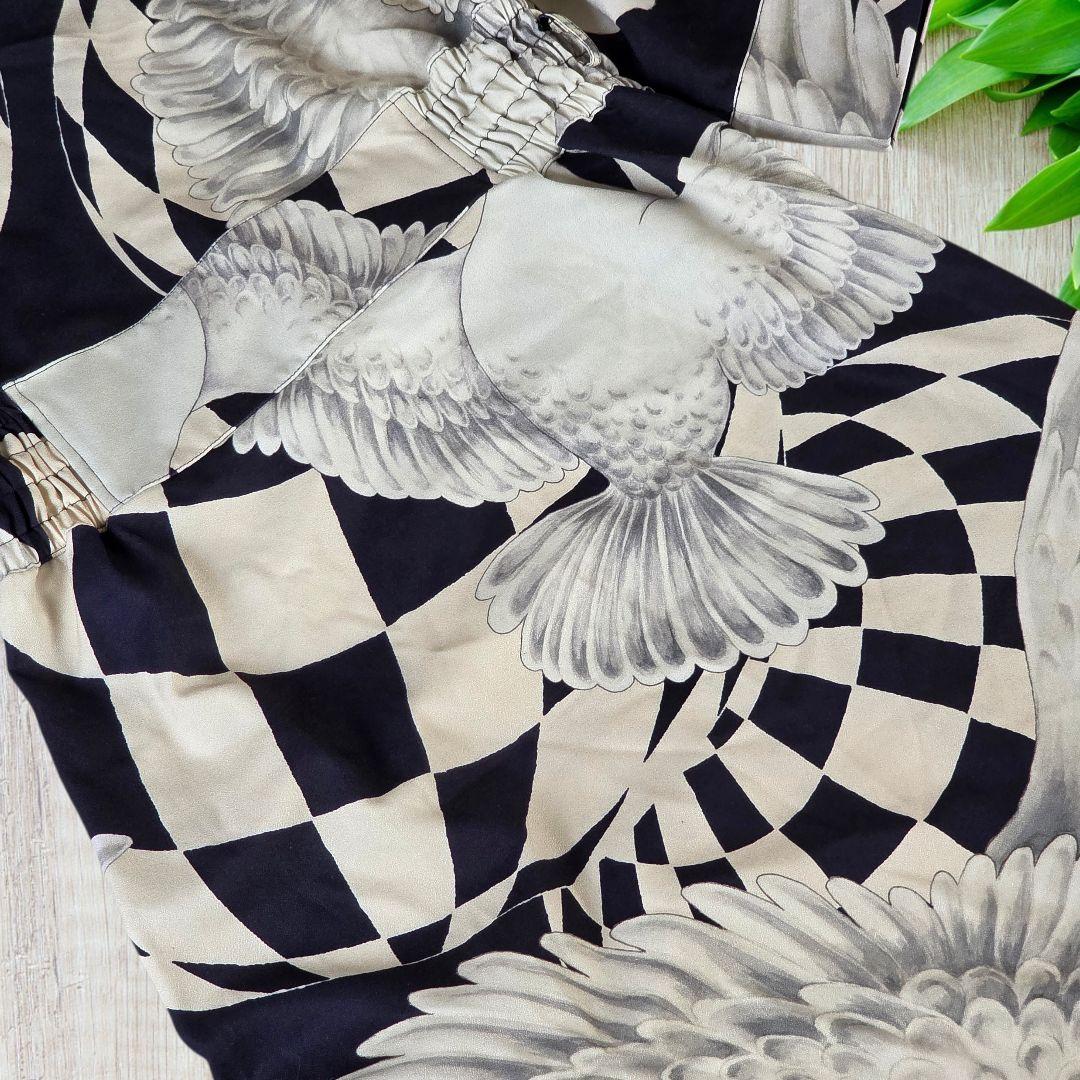 重宗玉緒 コラボ ワンピース 着物 鳩 冬 和装 和服 カジュアル 現代和装　袷