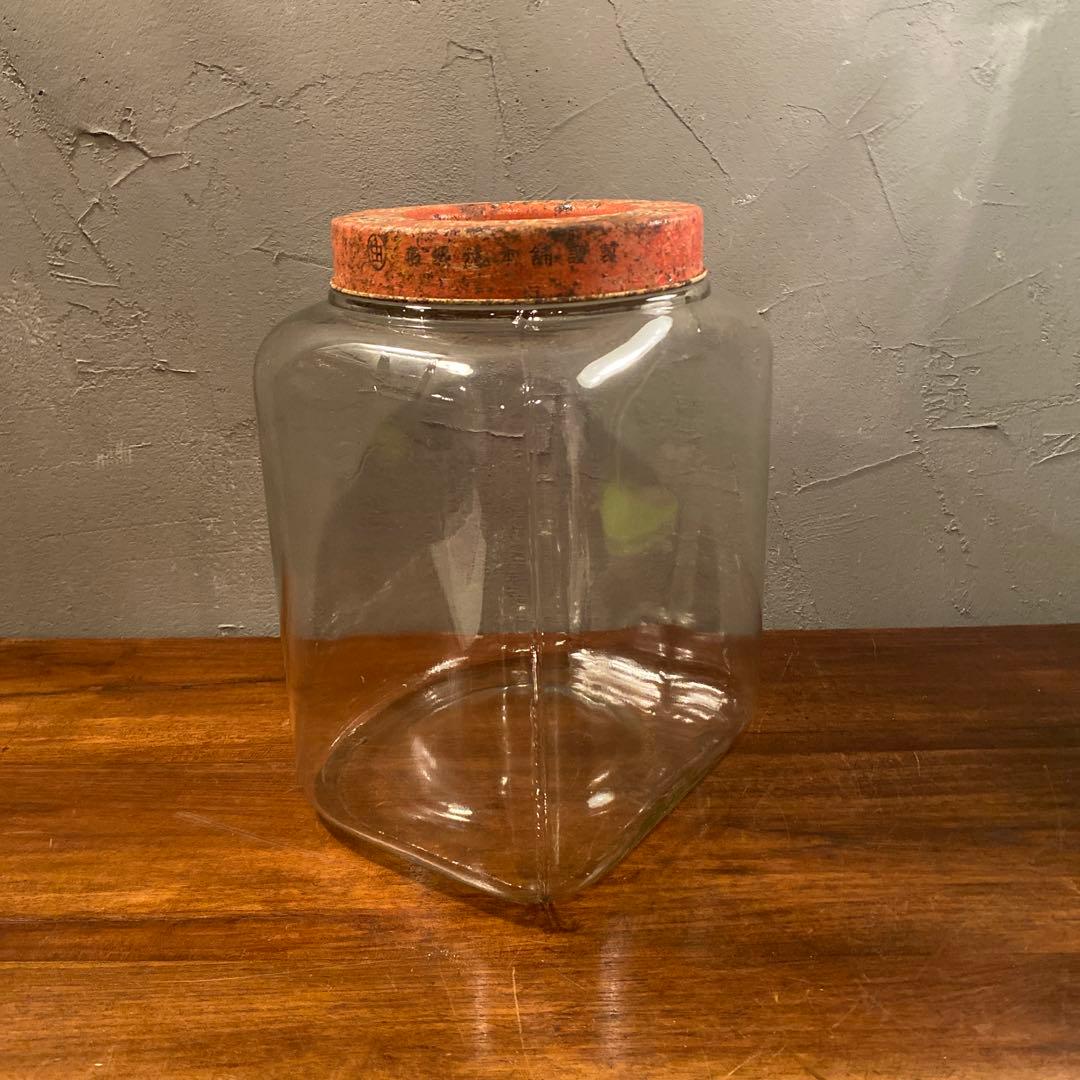 昭和レトロ ガラス瓶 名優糖 ブリキ蓋 骨董品 古道具 店舗什器 コレクション