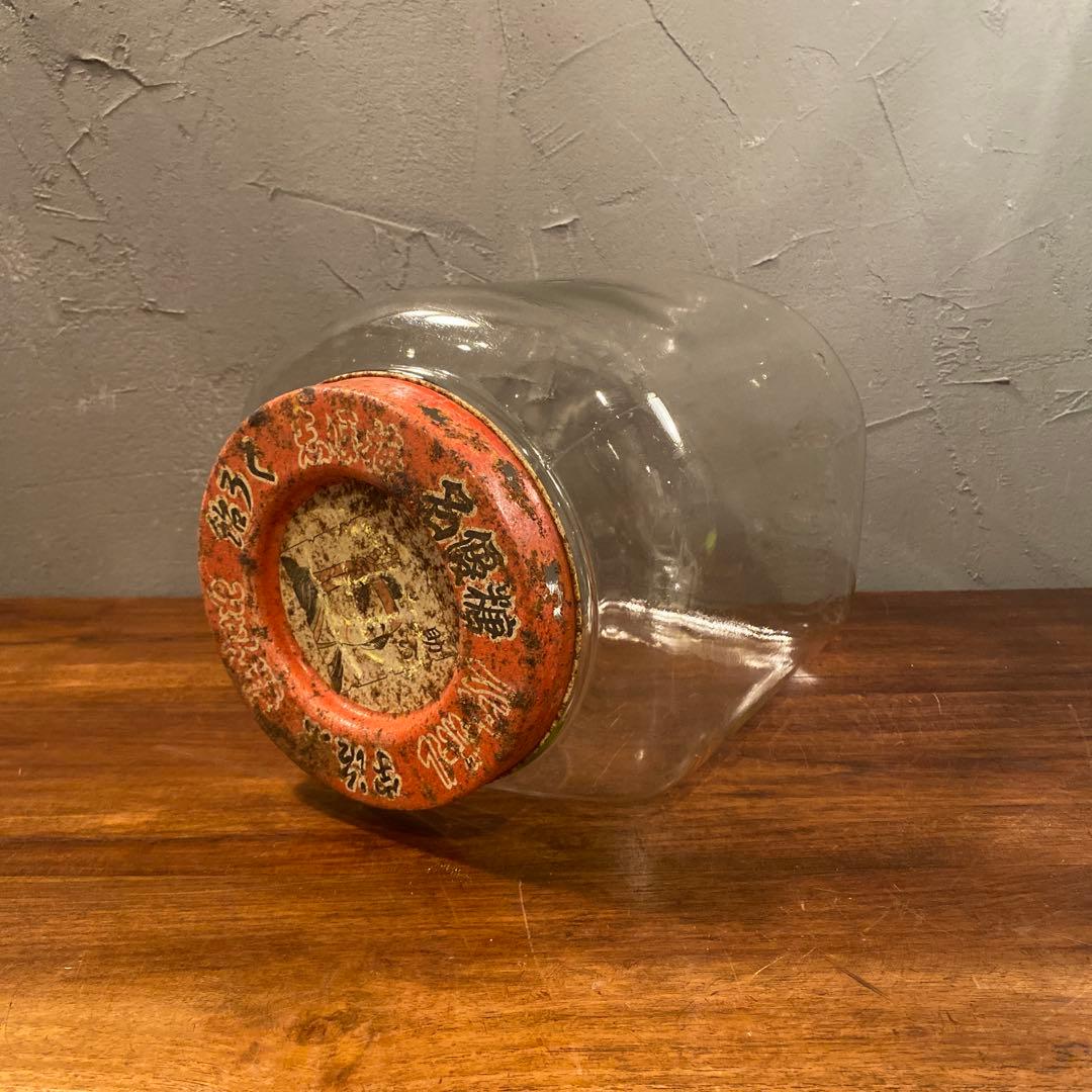 昭和レトロ ガラス瓶 名優糖 ブリキ蓋 骨董品 古道具 店舗什器 コレクション