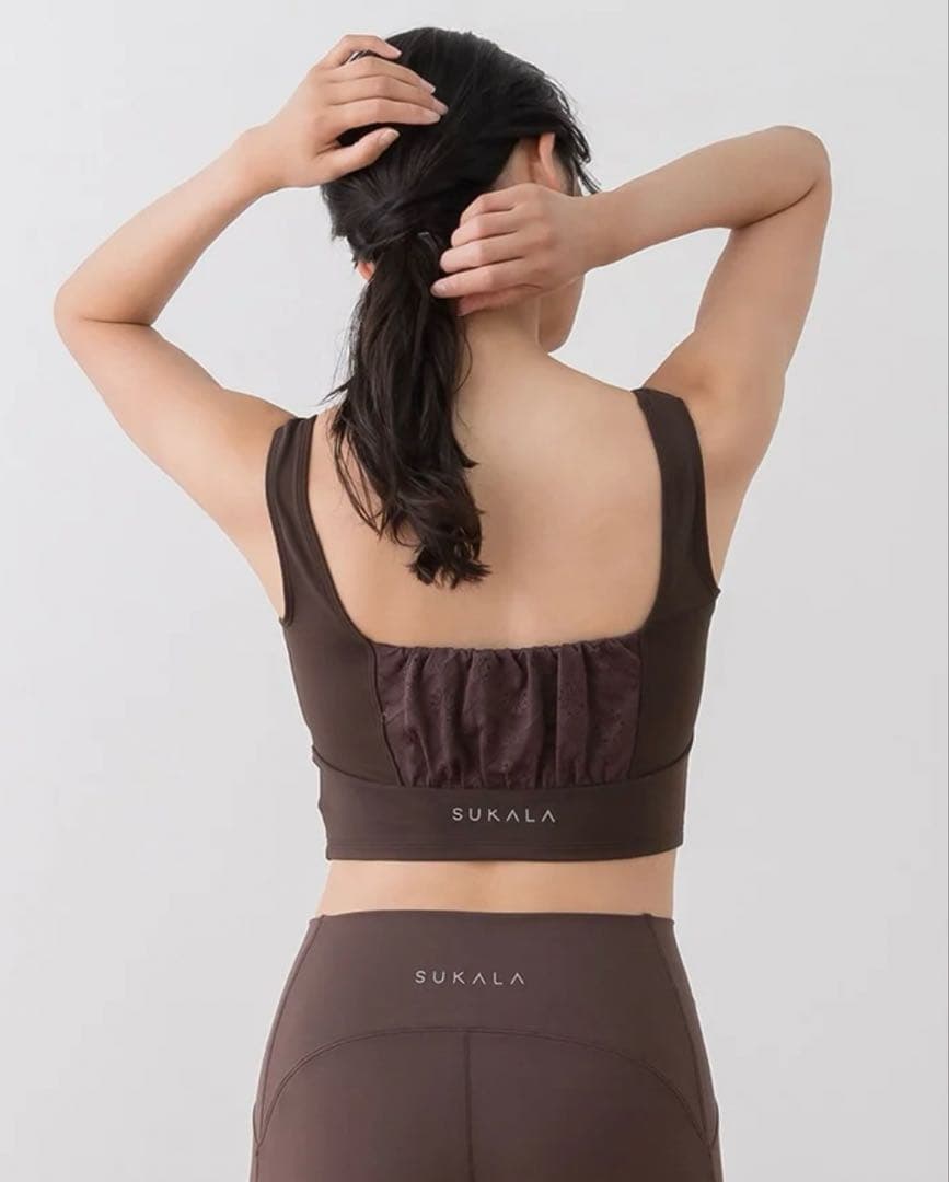 【SUKALA】フラワーレースブラトップ　ブラウン　M