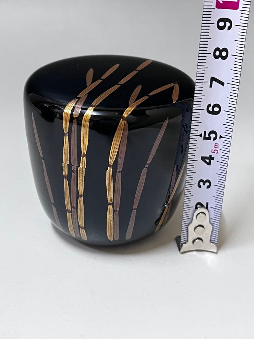 E529 平野桂山 棗 中棗 輪島塗 桂山 木賊棗 茶道具 茶器 茶入