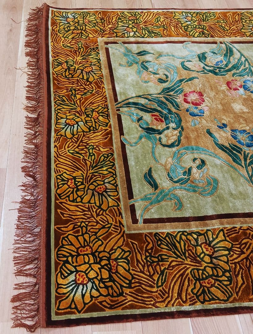 Y3001 中国シルク段通 特大判 245×169㎝ シルク100% 手織り