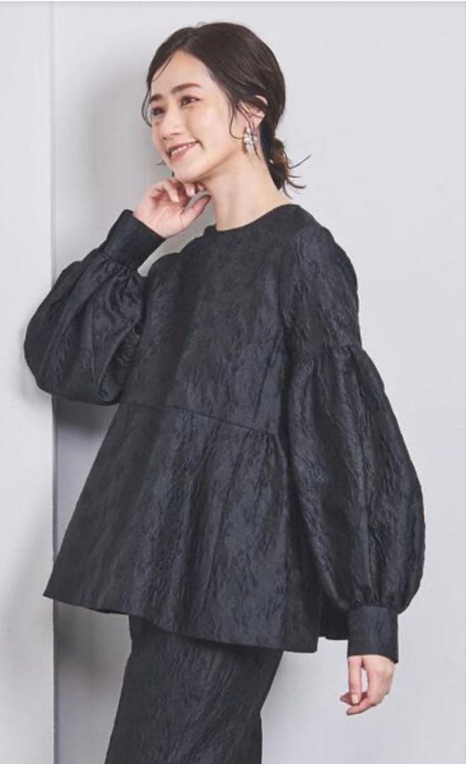 UNITED ARROWS ツートーン ジャカード ブラウス