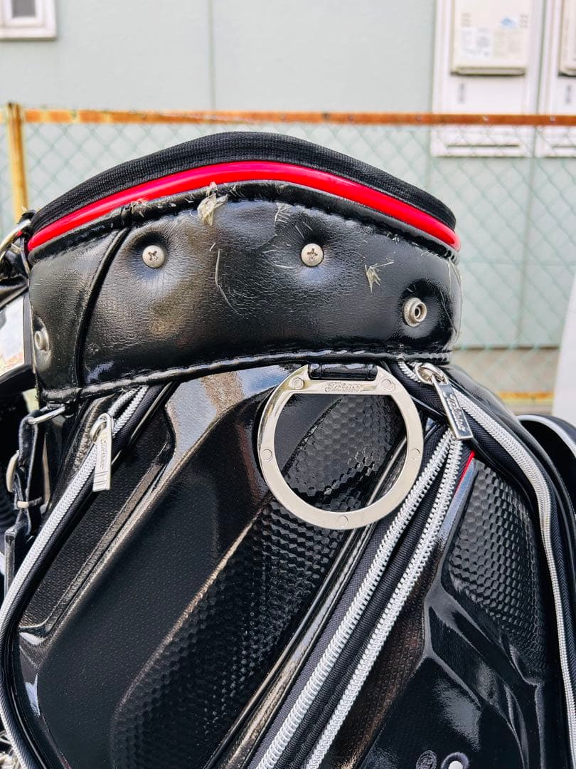 Titleist キャディバッグ 黒 赤 ストライプ