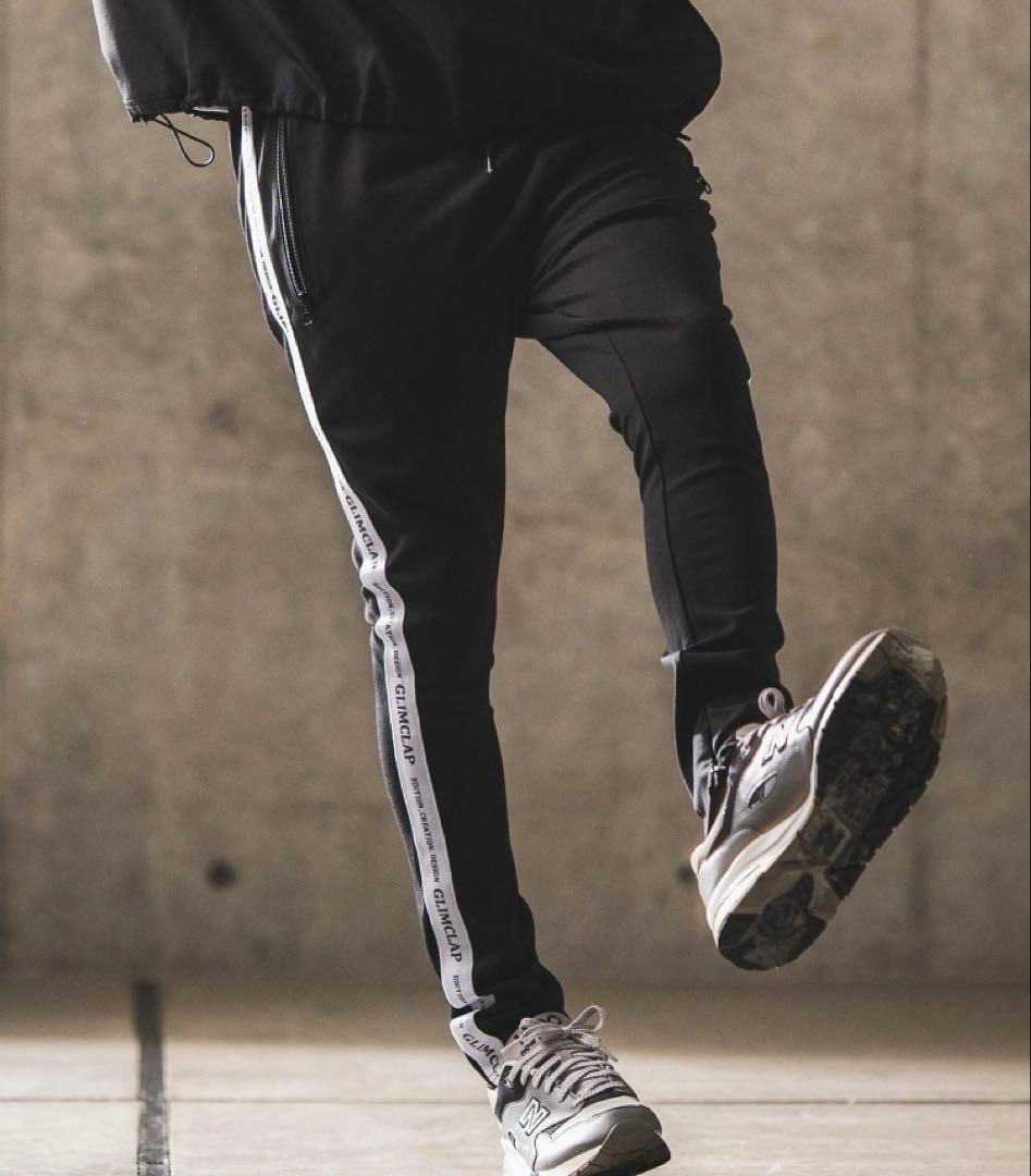 【GLIMCLAP】 Logo design jersey pants