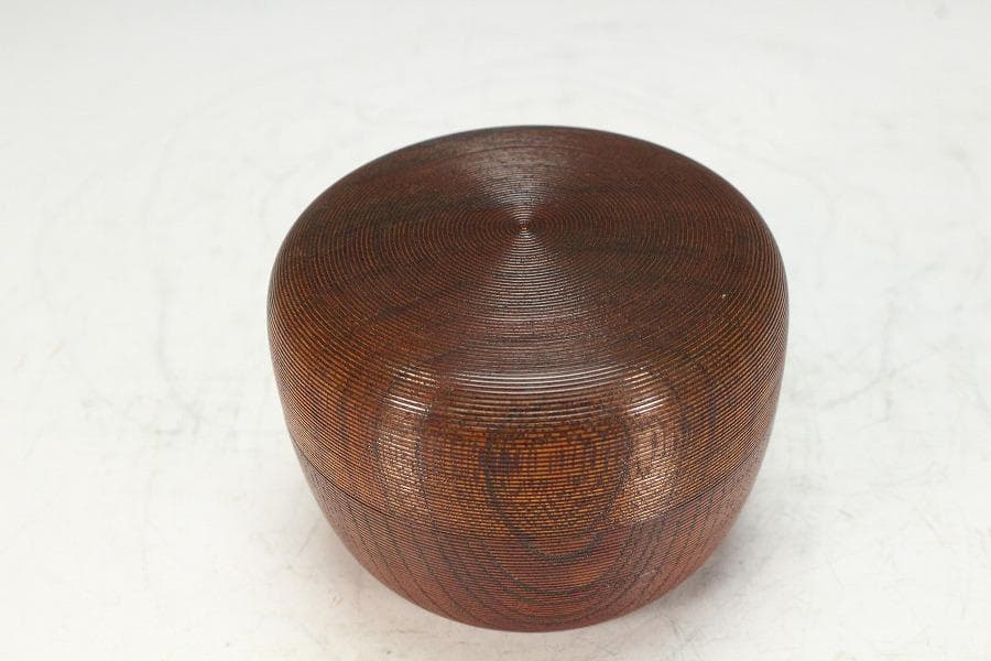 茶道具 塗師 辻 石斎作 糸目平棗 蓋内 雪蒔絵 共箱 美品(K-A642)