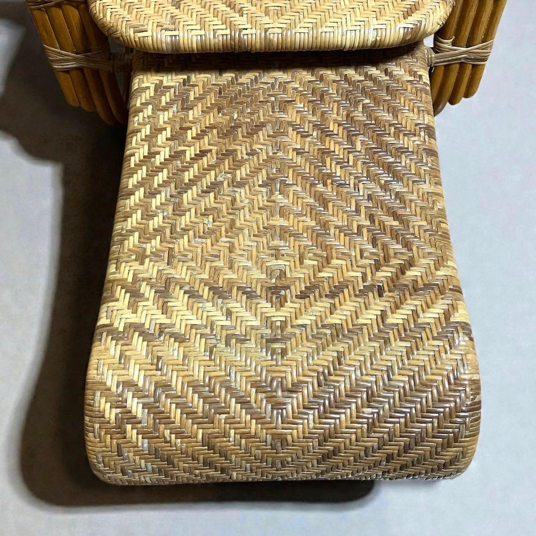 【良品】ラタン製 リクライニングチェア 1人掛けソファー　籐家具　昭和レトロ