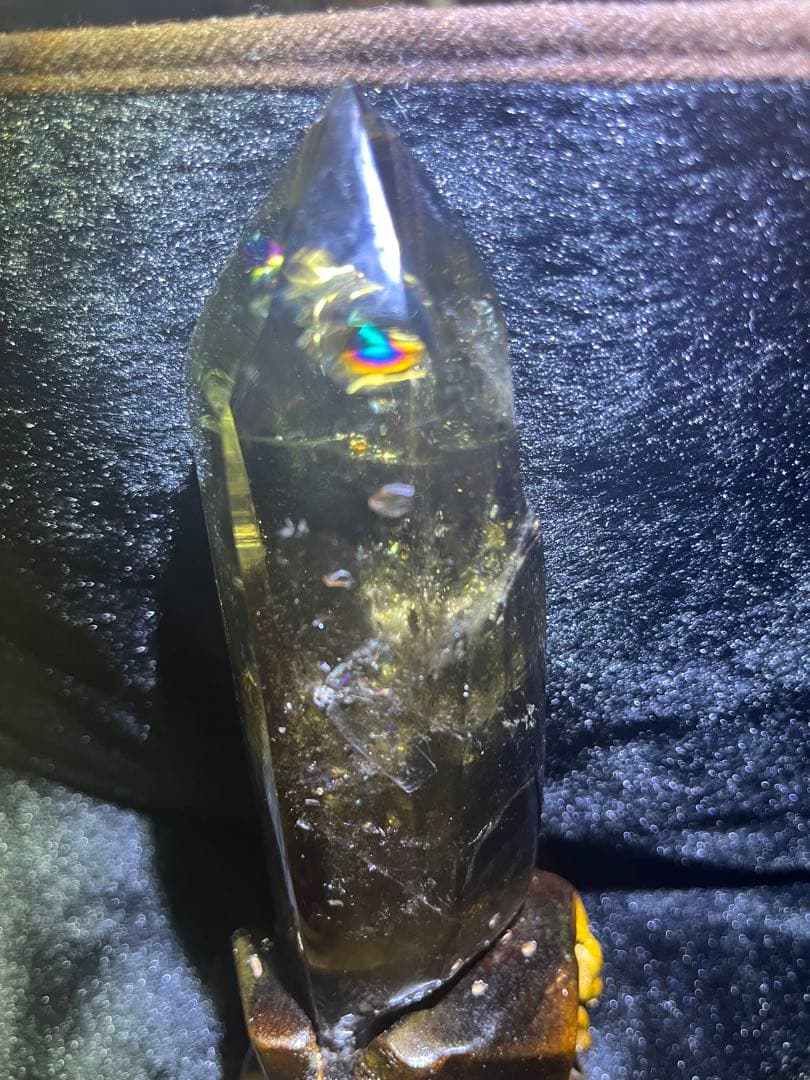 シトリン　ポイント　タワー　六角柱 黄水晶 レインボーシトリン　天然石　虹