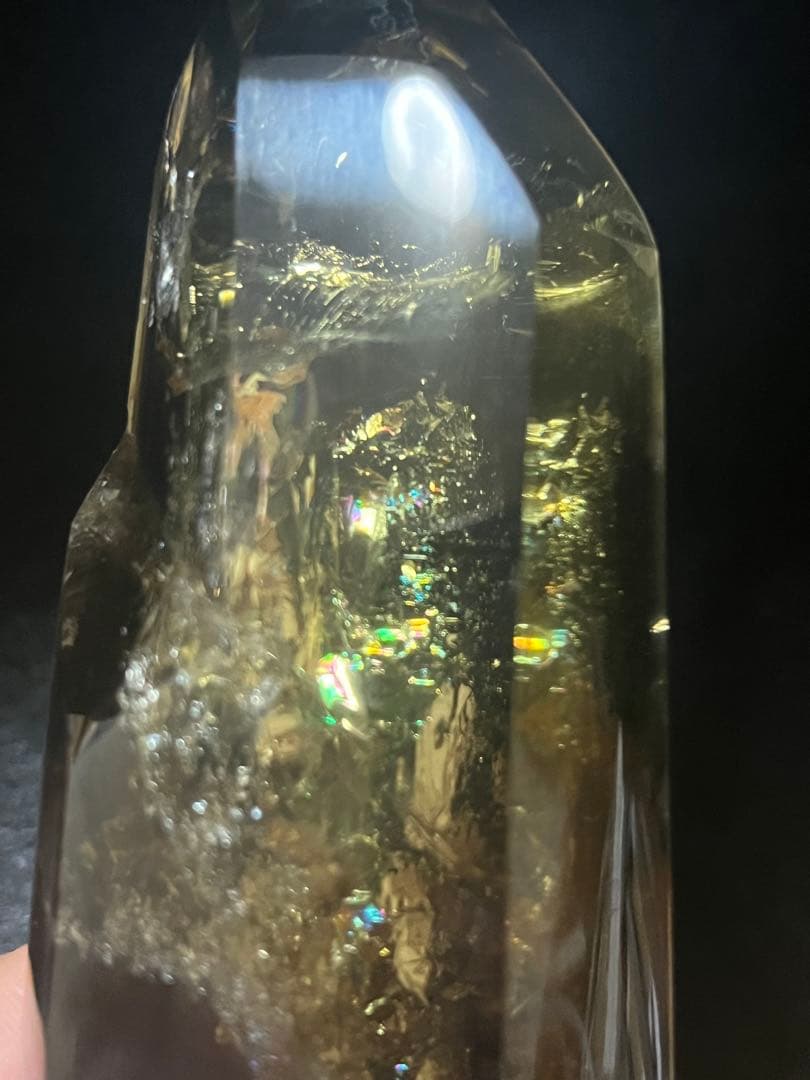 シトリン　ポイント　タワー　六角柱 黄水晶 レインボーシトリン　天然石　虹