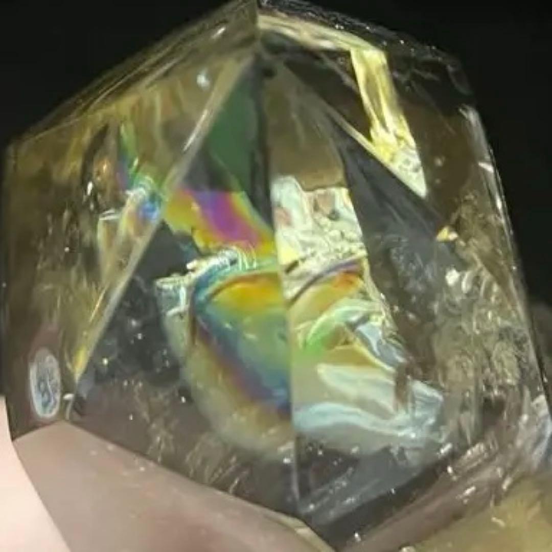 シトリン　ポイント　タワー　六角柱 黄水晶 レインボーシトリン　天然石　虹