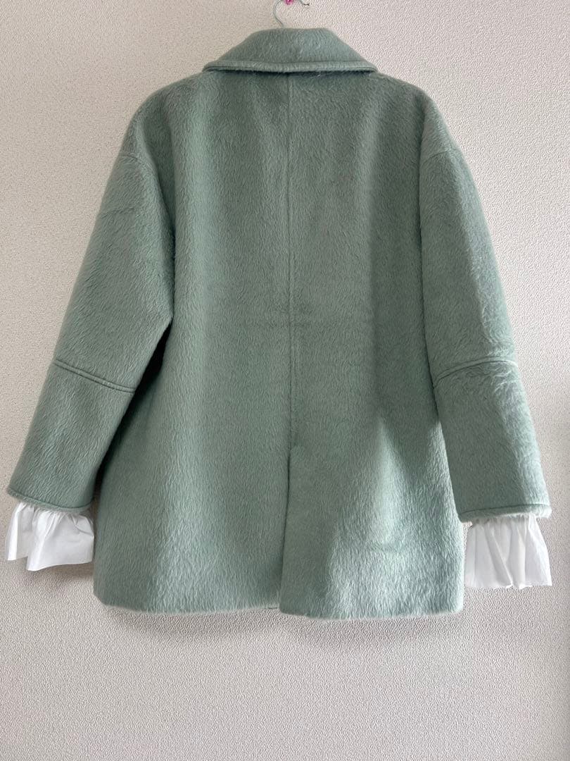 musubore フリルシャギージャケット グリーン