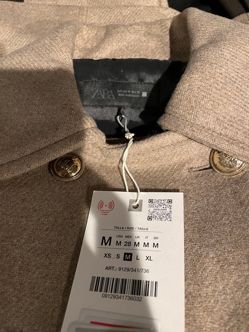 タグ付き新品★ZARAのウール混紡ショート丈ダブルブレストコート★Mサイズ