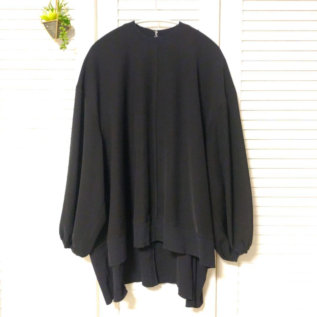 ENFOLD エンフォルド　ダブルサテン　バルーンスリーブ　プルオーバー 黒