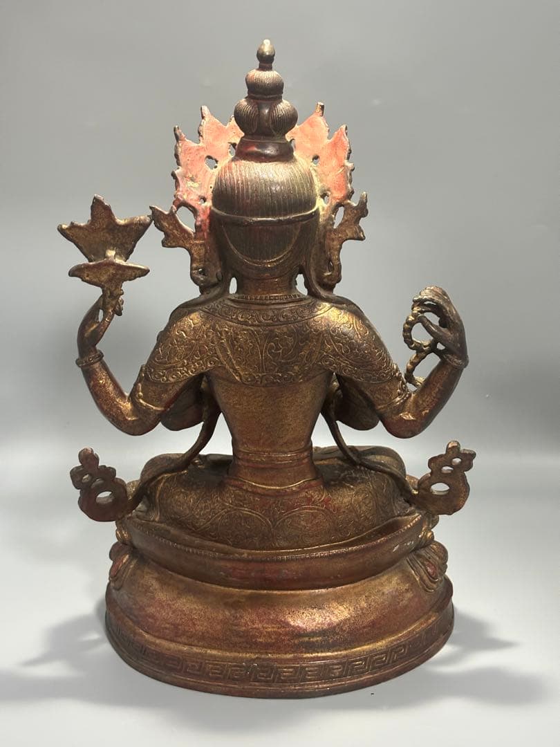 (期間セール)仏教古美術 純銅静座観音 四腕観音仏像文化遺産 文化財仏像伝承