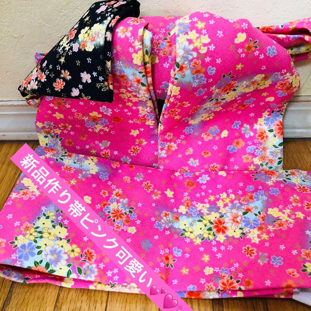 松田聖子プロディース❣️女の子７歳　❣️四つ身薔薇黒地　❣️完全フルセットlovely